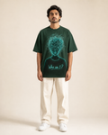 WHO AM I? — Oversized Graphic Tee | Forest Green